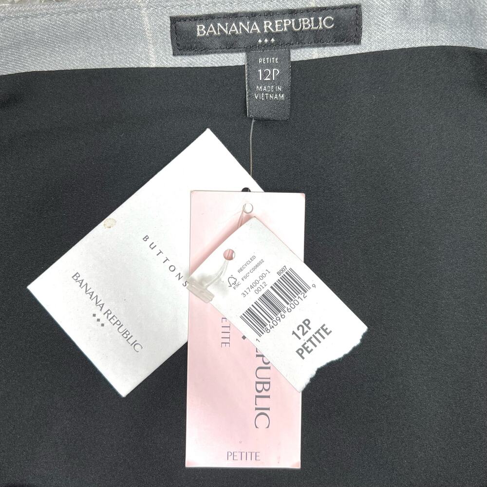 NWT Banana Republic Petite Gray Plaid Soft Brushed A-Line Mini Skirt 12P - Picture 7 of 10